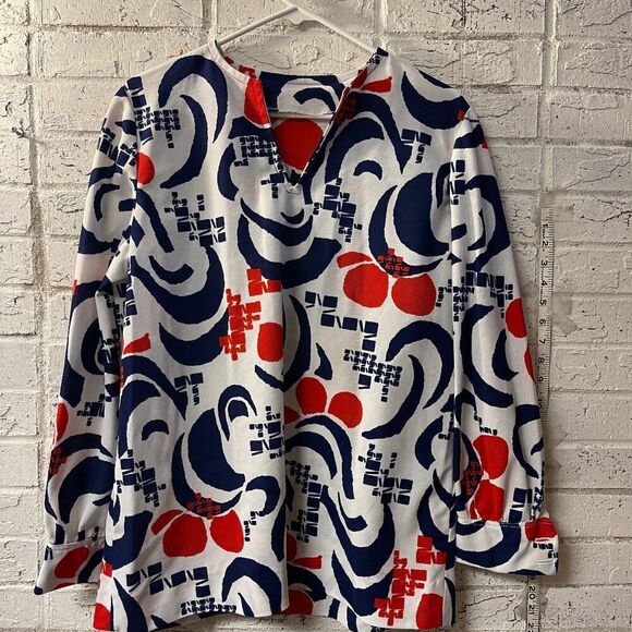 Abstract Patterned Vintage Blouse – Boho Mod Chic - Picture 1 of 8